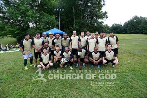 Group photo of World Mission Society Church of God members who played during the 2016 Soccer Tournament