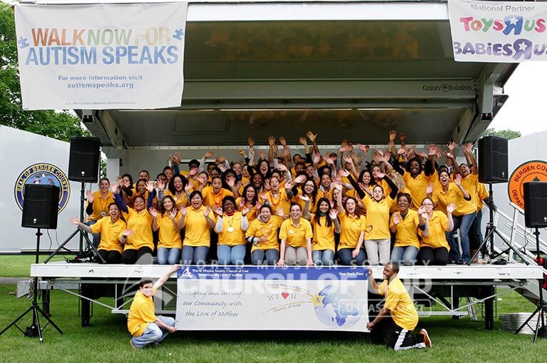 World Mission Society Church of God, WMSCOG, Church of God, Walk now for autism speaks, autism awareness, autism research, bergen community college, paramus volunteer, yellow shirts, family fun, children,