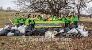 Group photo of World Mission Society Church of God volunteers after Kentucky Louisville Neighborhood cleanup
