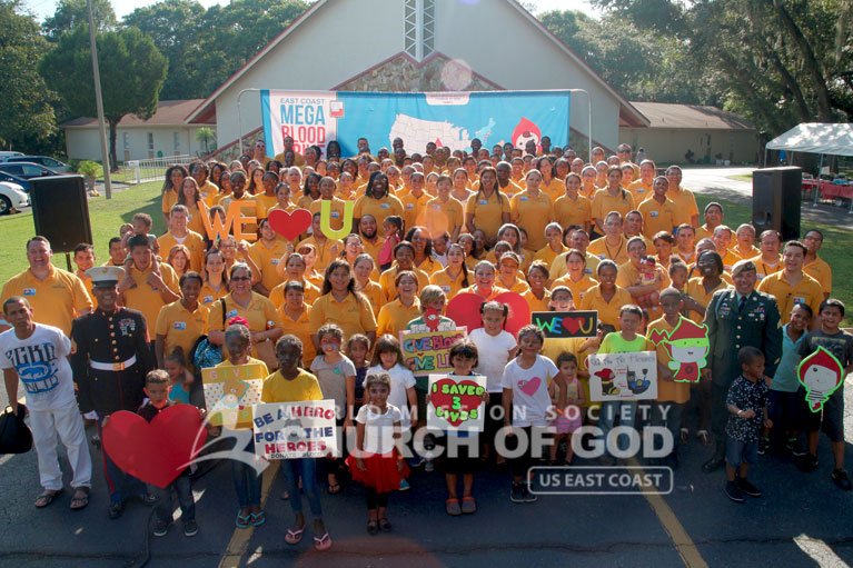 east coast mega blood drive 2016, world mission society church of god, tampa, yellow shirt, volunteer