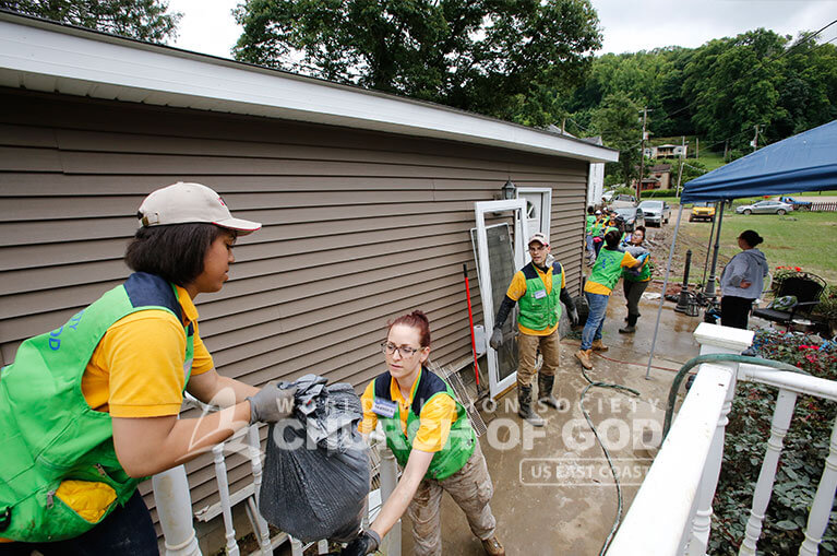 WV West Virginia Flooding, World Mission Society Church of God, wmscog, volunteers, disaster relief, cleanup, Church of God