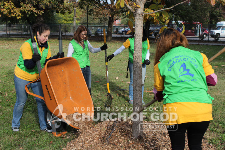ASEZ, wmscog, world mission society church of god, louisville, kentucky, cleanup, landscaping, reduce crime, volunteerism, Ben Washer Park, University of Louisville, Spalding University, KY