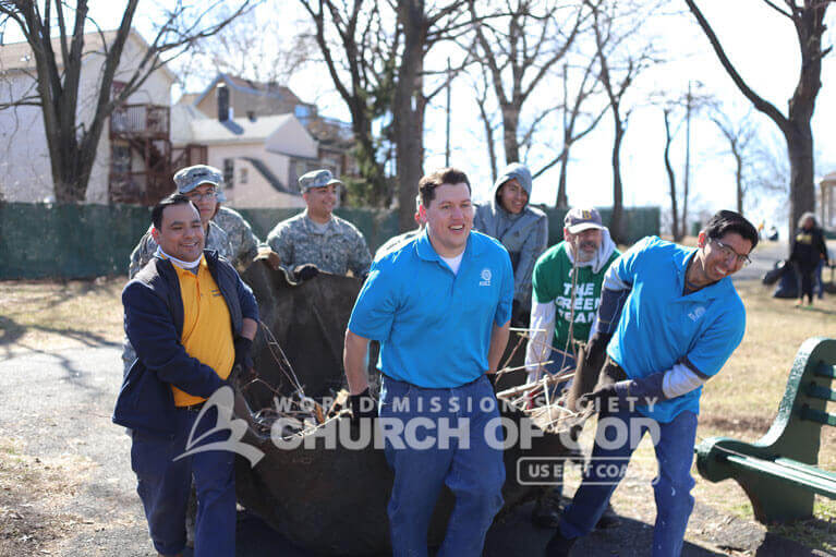 ASEZ volunteers removing debris from Roberto Clemente Park in Paterson, NJ.
