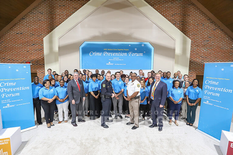 ASEZ Volunteers pictured with Police Chief Steve Drew, Sheriff Gabe Morgan, Professor Daniel Warman, and attorney Jeffrey Riddle.