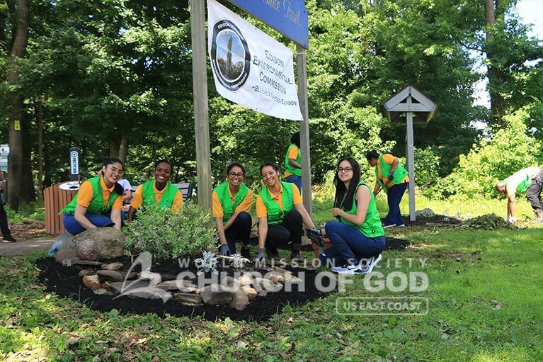 ASEZ WAO volunteers happily beautifying the Thomas Edison Center in New Jersey