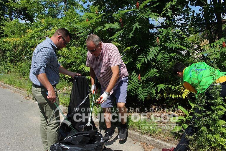 Code Enforcement officers cleaning up Nashua, NH together with the World Mission Society Church of God.