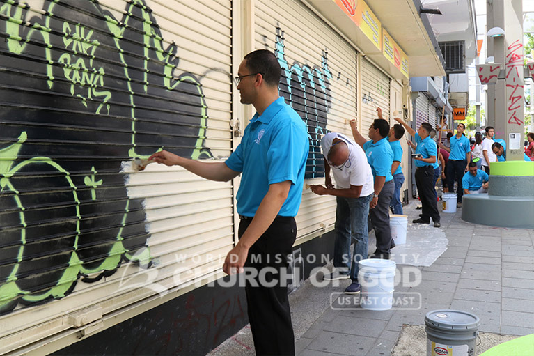 ASEZ World Mission Society Church of God Graffiti Removal in the Paseo de Diego in Rio Piedras PR 05