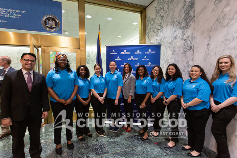 ASEZ volunteers with NY State Senator Monica Martinez at the New York State Capitol
